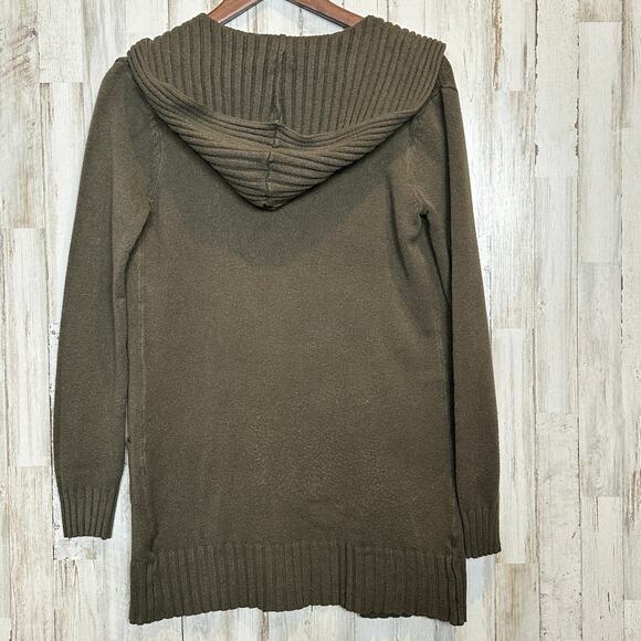 Cyrus Duster Open Cardigan Small Olive Green Hooded Preppy Grunge VGUC - Picture 2 of 9